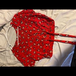 Red floral crop top